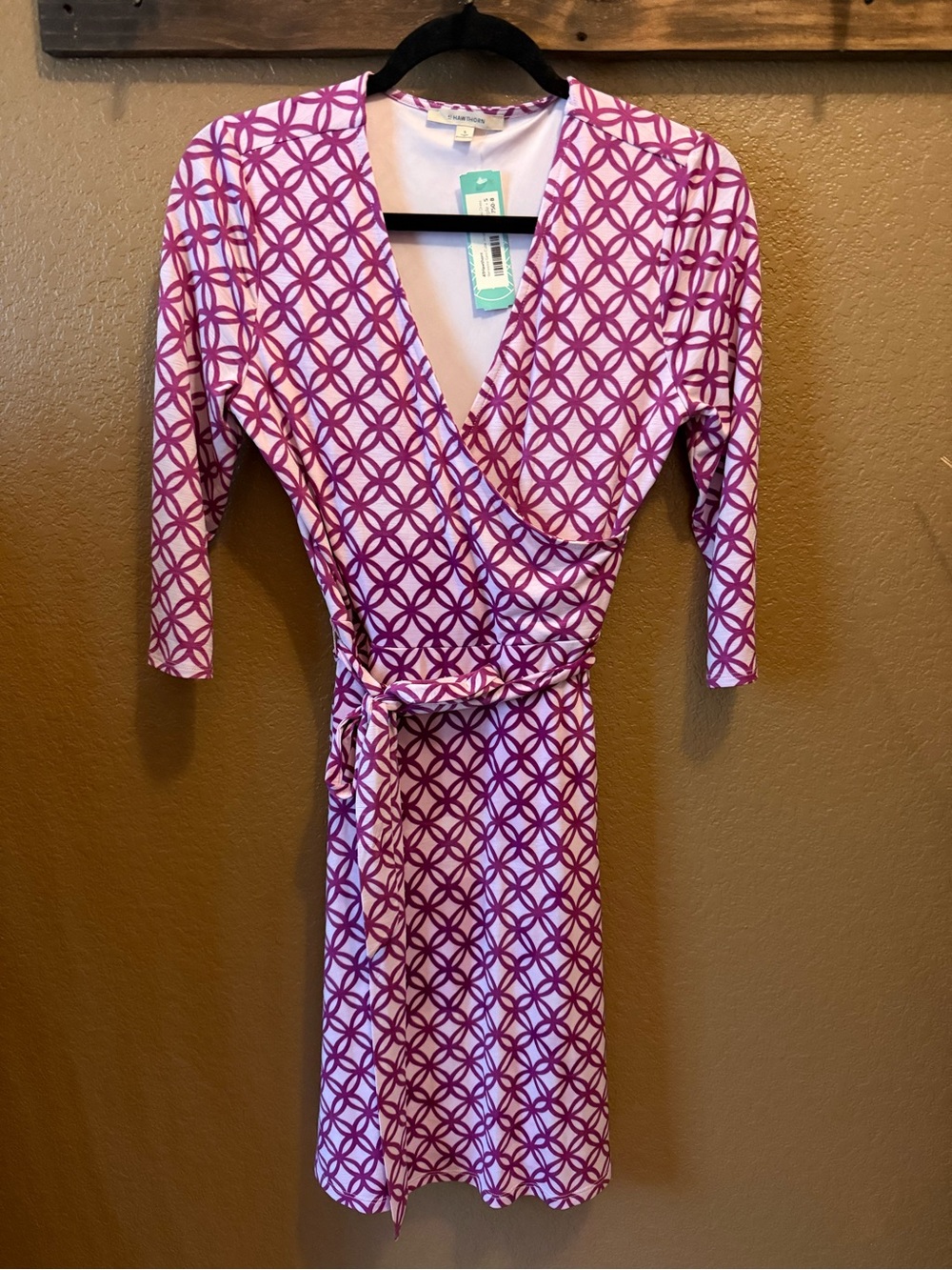 41 Hawthorn Renesme Purple Geometric Faux Wrap Dress